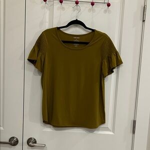 Nine West Ladies Olive Flutter Sleeve Top